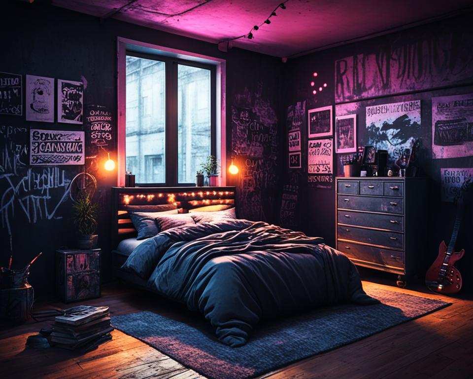 grunge bedroom lighting