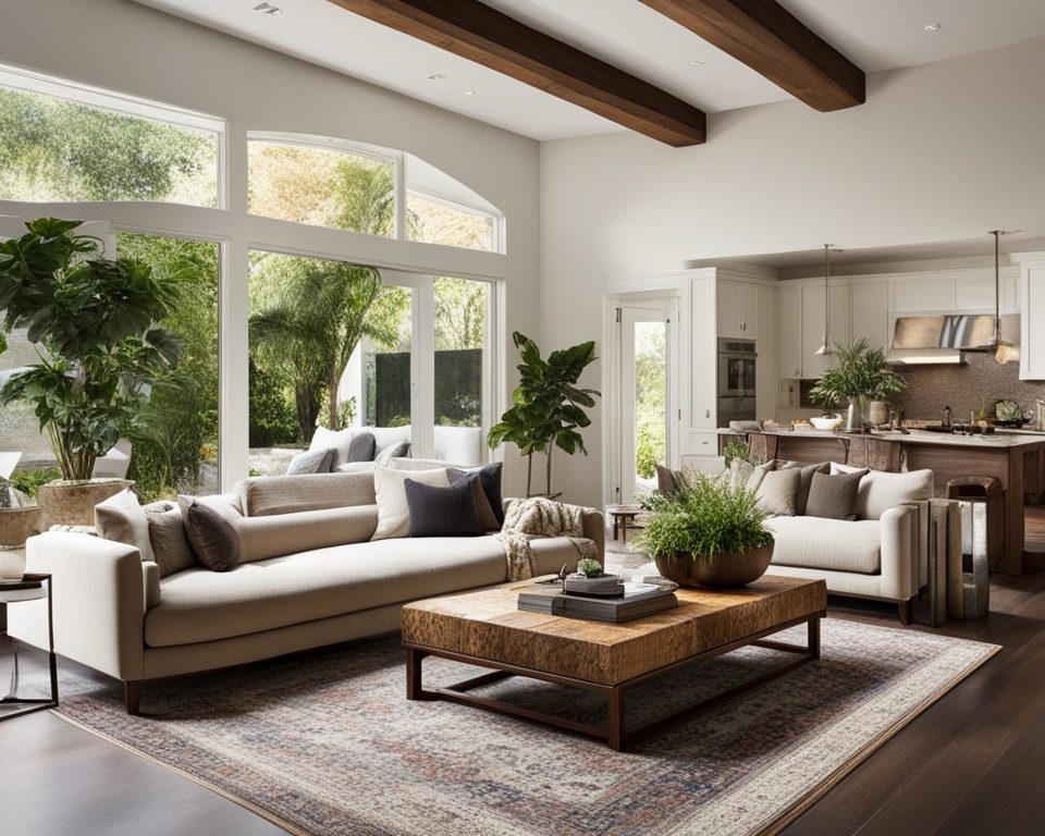 large space living room decor ideas with natural elements