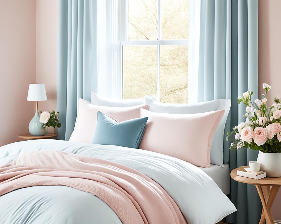 light and airy pastel bedroom